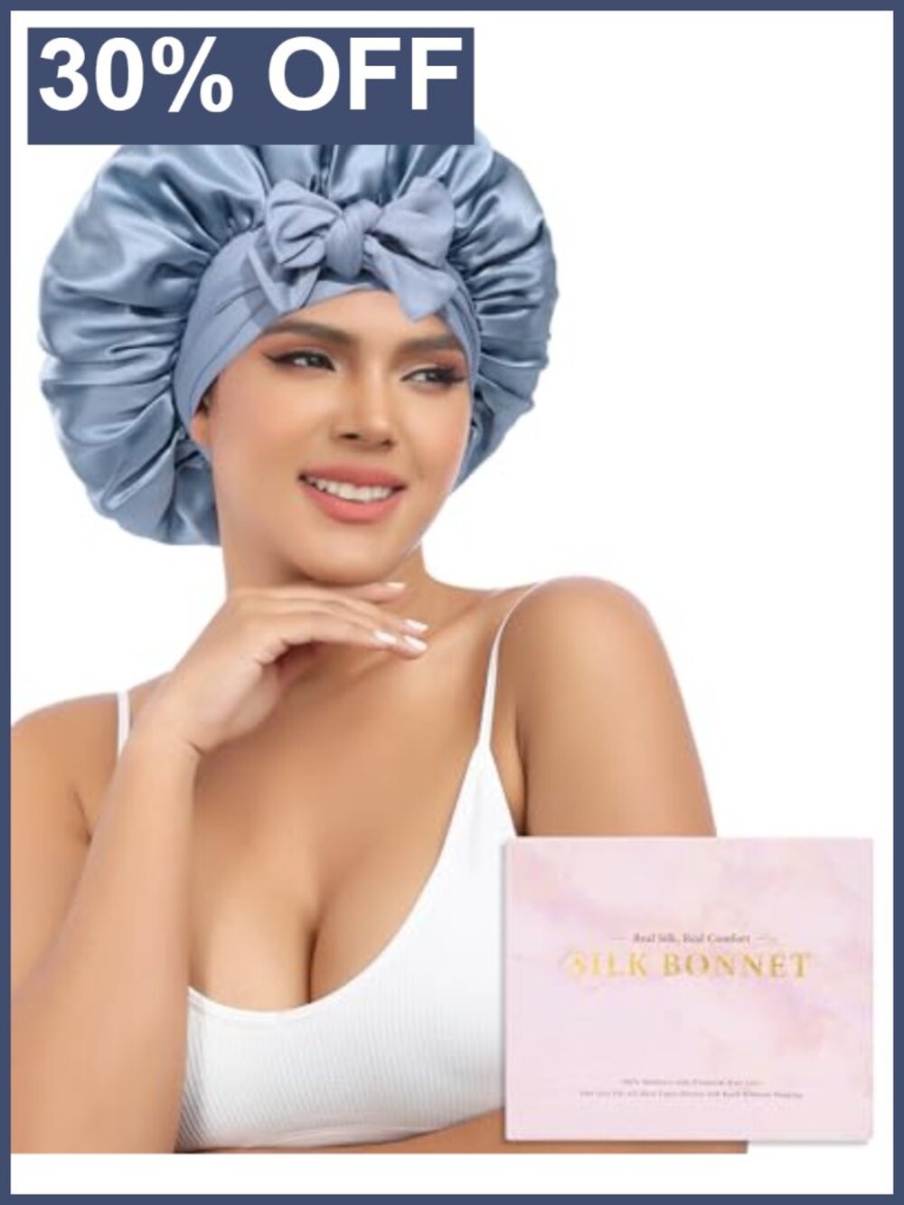 100% Mulberry Silk Sleep Bonnet Adjustable Hair Cap for Women